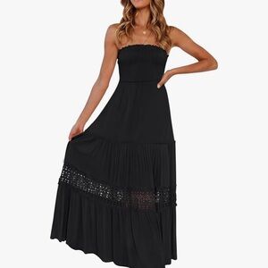Zesica Strapless Tiered Black Maxi Dress NWT